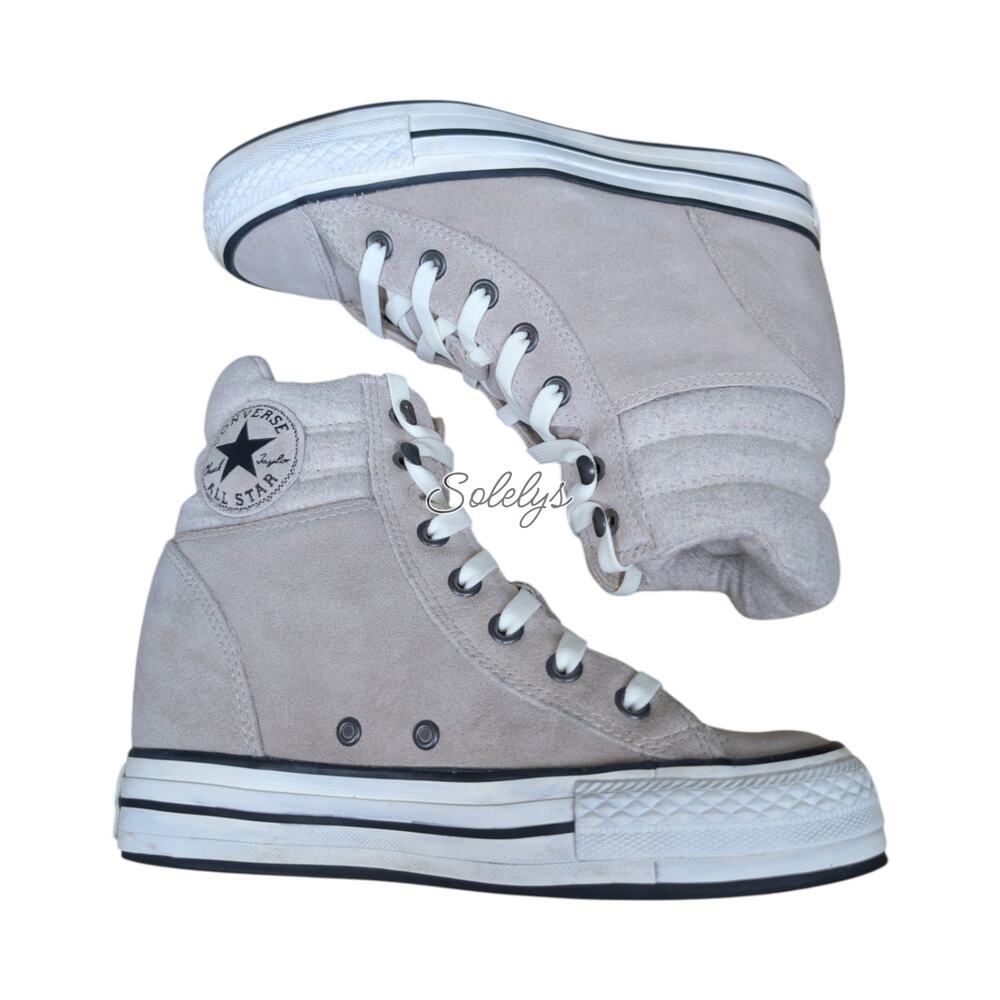 Converse 2016 Platform Plus Collar Hidden Wedge Suede High Top Gray Sneaker 8 - Picture 10 of 11